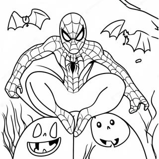 Page A Colorier Spiderman Effrayant Avec Des Citrouilles 11121-8721