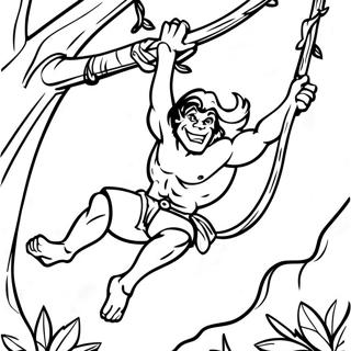 Tarzan Se Balancant Sur Des Vignes Page A Colorier 15530-12225