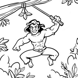 Tarzan Se Balancant Sur Des Vignes Page A Colorier 15530-12226