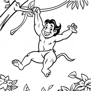 Tarzan Se Balancant Sur Des Vignes Page A Colorier 15530-12228