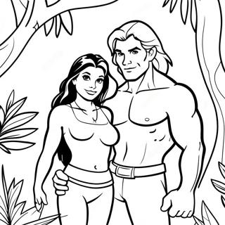 Tarzan Et Jane Dans La Jungle Page A Colorier 15531-12241