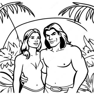 Tarzan Et Jane Dans La Jungle Page A Colorier 15531-12242