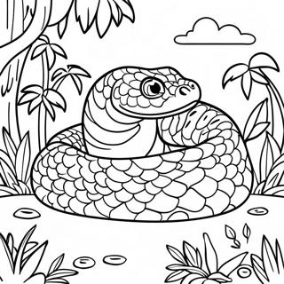 Page A Colorier Anaconda Realiste Dans La Jungle 16261-12812