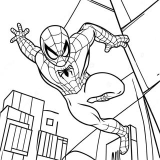 Page A Colorier Spiderman En Train De Tisser Des Toiles 19123-15113