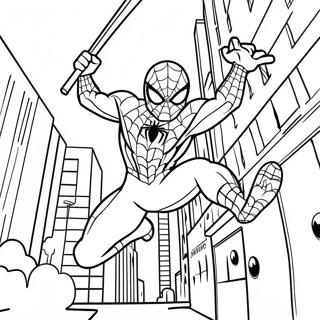 Page A Colorier Spider Man Se Balancant A Travers La Ville 25983-20517