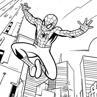 Page A Colorier Spider Man Se Balancant A Travers La Ville 25983-20518