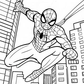 Page A Colorier Spider Man Se Balancant A Travers La Ville 25983-20519