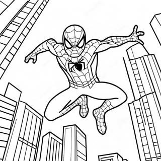 Page A Colorier Spider Man Se Balancant A Travers La Ville 25983-20520