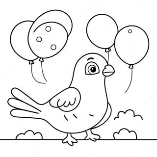 Pigeon Drole Avec Des Ballons Colores Page A Colorier 26445-20891