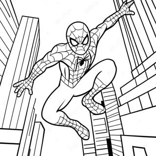 Page A Colorier Spider Man Se Balancant A Travers La Ville 32294-25530