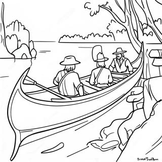 Page A Colorier De Colons De Jamestown Dans Des Canoes 35074-27744