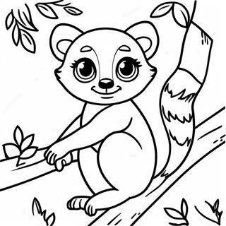 Page A Colorier De Lemurien Mignon Suspendu A Un Arbre 35164-27816