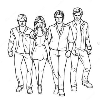 Page A Colorier Du Groupe De Personnages Des Vampire Diaries 36724-58818