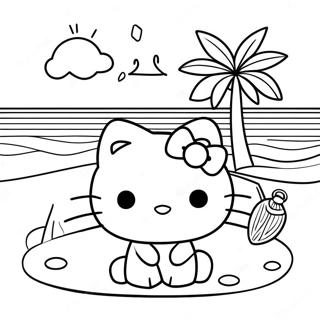 Page A Colorier De Scene De Plage De Hello Kitty En Ete 39023-30857