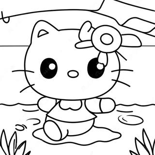 Page A Colorier De Scene De Plage De Hello Kitty En Ete 39023-30858