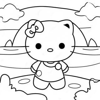 Page A Colorier De Scene De Plage De Hello Kitty En Ete 39023-30860