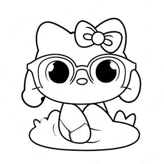 Page A Colorier De Hello Kitty Mignonne Avec Des Lunettes De Soleil 39024-30854