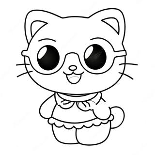 Page A Colorier De Hello Kitty Mignonne Avec Des Lunettes De Soleil 39024-30855