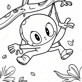 Page A Colorier Spider Sonic Se Balancant A Travers Les Arbres 39434-31175