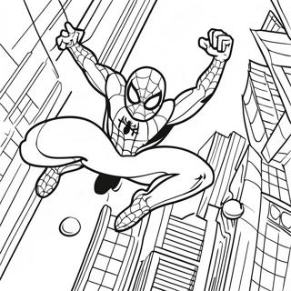 Page A Colorier De Spider Man Se Balancant A Travers La Ville 44774-35393