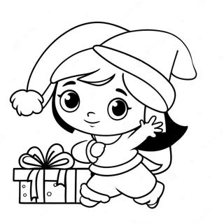 Page A Colorier De Dora Avec Un Chapeau De Pere Noel Festif 44894-35491