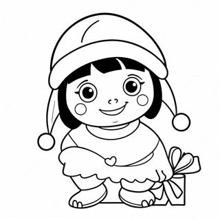 Page A Colorier De Dora Avec Un Chapeau De Pere Noel Festif 44894-35492