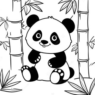 Panda Mignon Dans Une Foret De Bambou A Colorier 47424-37539