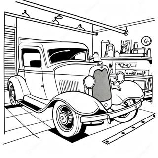 Page A Colorier De Garage De Mecanicien Vintage 48774-38599