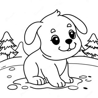 Page A Colorier Chiot Joueur Dans La Neige 48974-38733