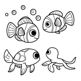 Page A Colorier De Nemo Et Dory Avec Une Mignonne Tortue 49923-39503