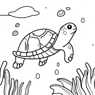 Page A Colorier De Tortue Coloree Nageant Dans Locean 49924-39491