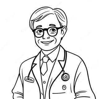 Page A Colorier Du Docteur Des Yeux Amical Avec Des Lunettes 50224-39751