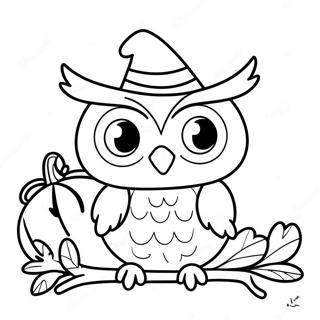 Page A Colorier Hibou Dhalloween Mignon Avec Citrouille 50684-40086