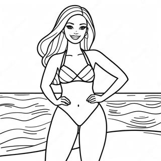 Page A Colorier De Barbie En Maillot De Bain Colore 52393-41437