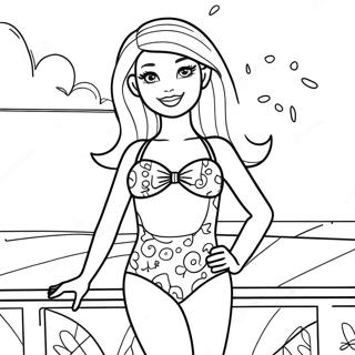 Page A Colorier De Barbie En Maillot De Bain Colore 52393-41438