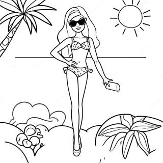 Page A Colorier De Barbie En Maillot De Bain Colore 52393-41440