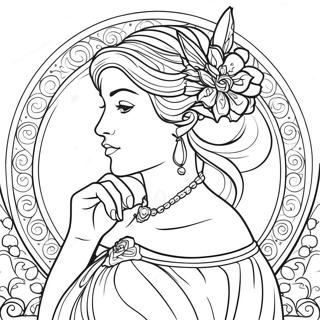 Page A Colorier Dune Elegante Dame Dalphonse Mucha 54204-42898