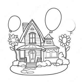 Page A Colorier Maison De La Haut Coloree Avec Des Ballons 55834-44173