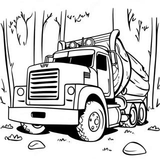 Page A Colorier De Grand Camion De Buches Dans La Foret 58684-46440