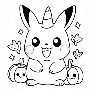 Page A Colorier Dun Joli Pikachu Dhalloween Avec Une Citrouille 6051-4809