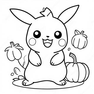 Page A Colorier Dun Joli Pikachu Dhalloween Avec Une Citrouille 6051-4810