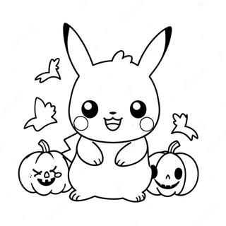 Page A Colorier Dun Joli Pikachu Dhalloween Avec Une Citrouille 6051-4812