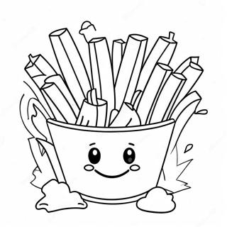 Page A Colorier Frites Mignonnes Avec Visage Souriant 62204-49225