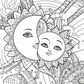 Soleil Et Lune Bohémien Pour Adultes Pages À Colorier