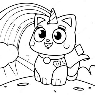 Page A Colorier De Unikitty Heureuse Dans Un Arc En Ciel 9561-7705